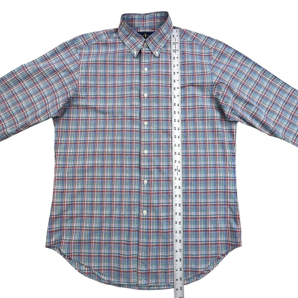 Polo Ralph Lauren Shirt Men Medium Colorful Plaid Oxford Cotton OCBD Preppy - Picture 9 of 10